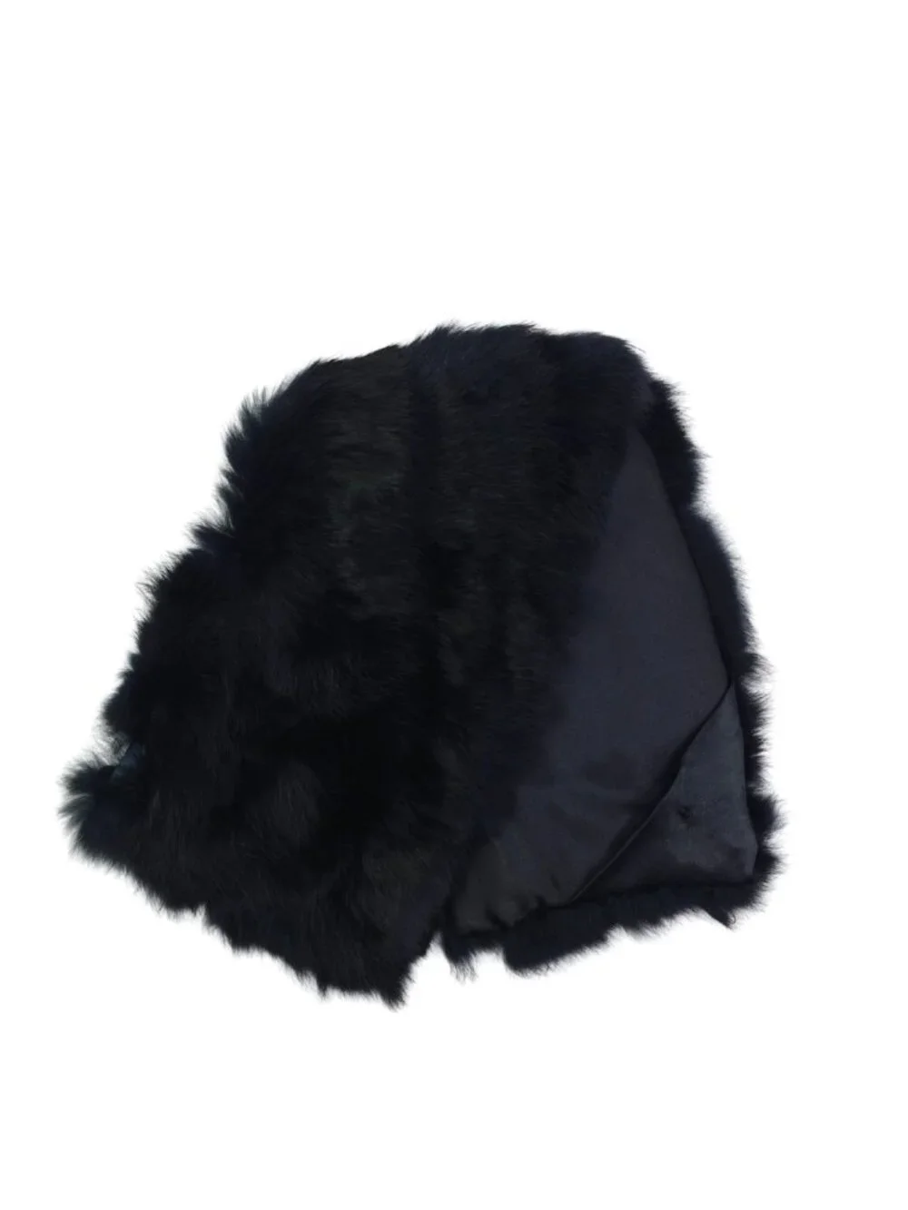 Women's Black Genuine Fur Detachable Collar